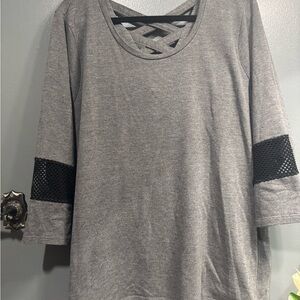 RBX Gray Long Sleeve Top with Black Mesh Accents